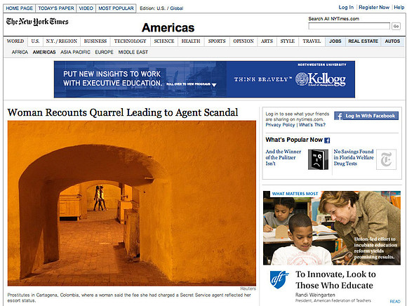 The New York Times, Secret Service scandall, abril de 2012